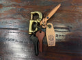 URBAN SOUL Natural Leather Feather & Key Cover Heavy Brass Shackle Keychain