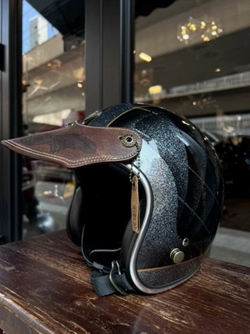 URBAN SOUL Camouflage Vintage Stitched Leather Helmet Visor
