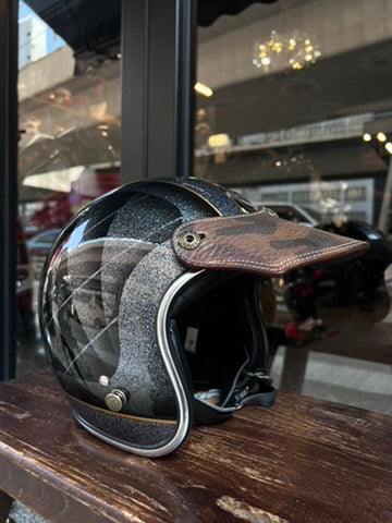 URBAN SOUL Camouflage Vintage Stitched Leather Helmet Visor