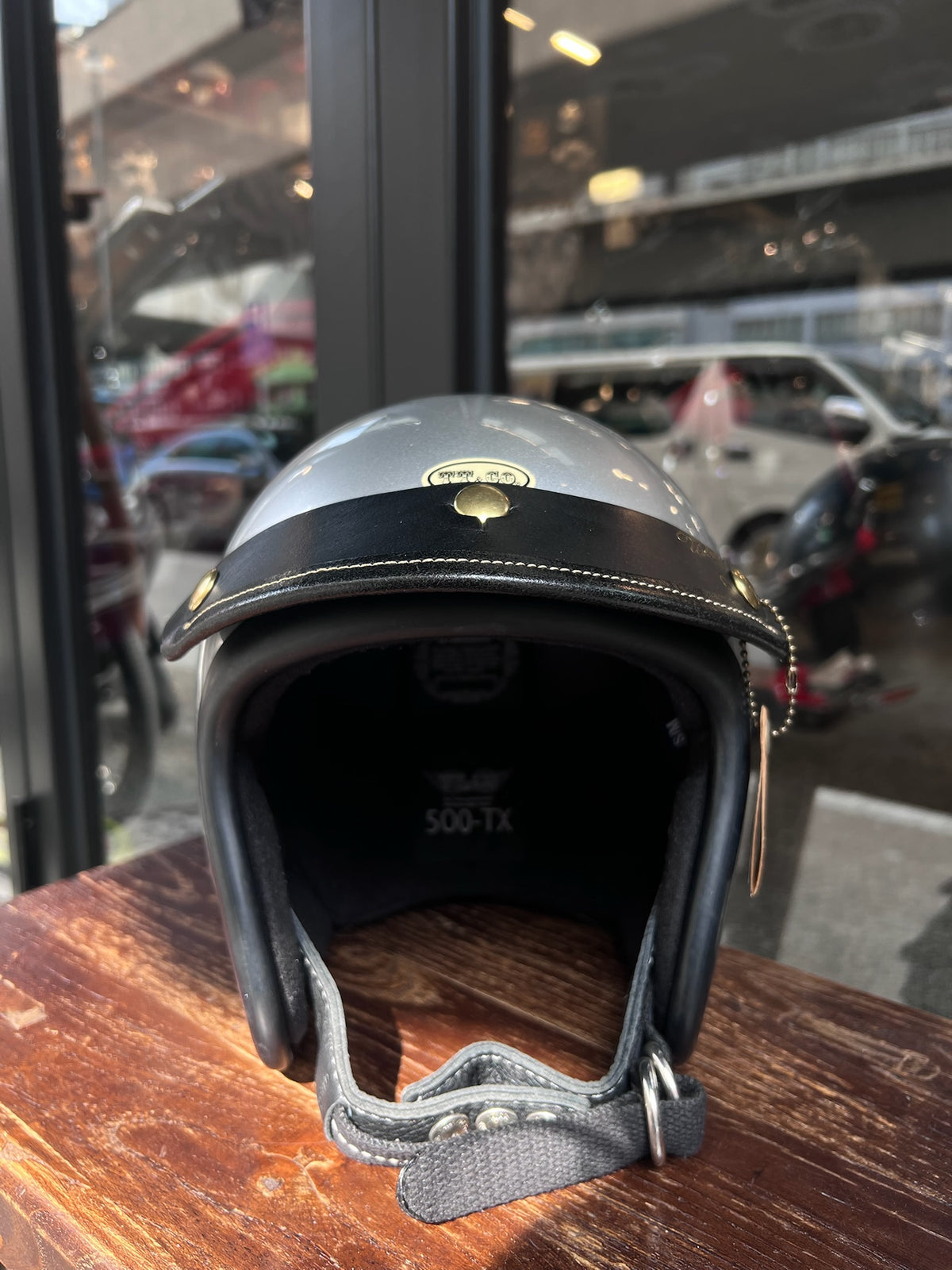 URBAN SOUL MUSE Vintage Short Bound-Edge Leather Helmet Visor - Black