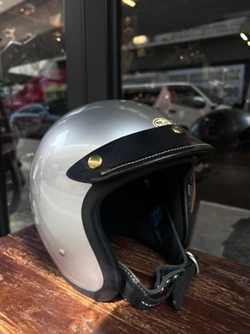 URBAN SOUL MUSE Vintage Short Bound-Edge Leather Helmet Visor - Black