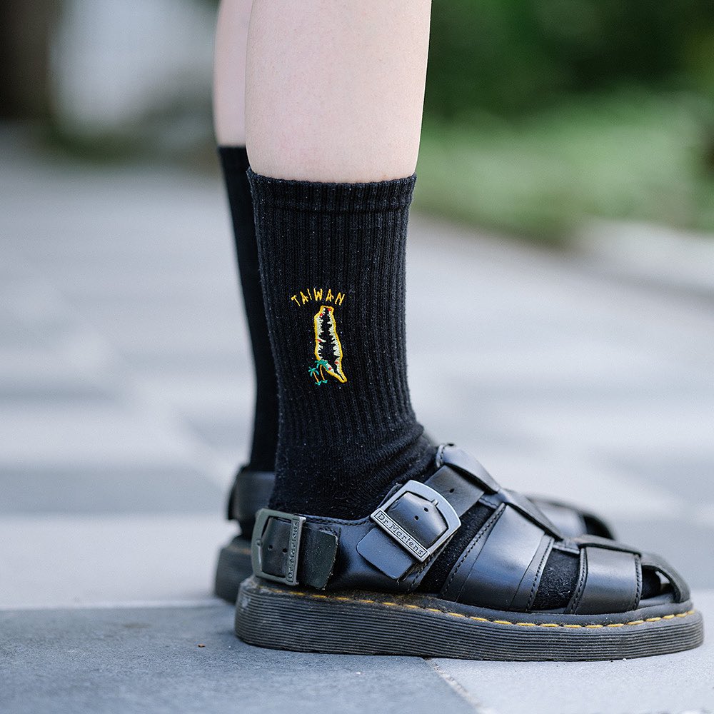 AFTERWORK "Taiwan Map" Embroidered Crew Socks