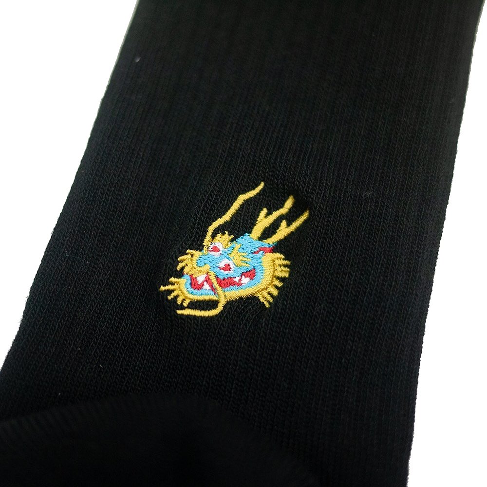 AFTERWORK "Eastern Dragon & Mount Fuji" Embroidered Crew Socks (3-Pack Set)