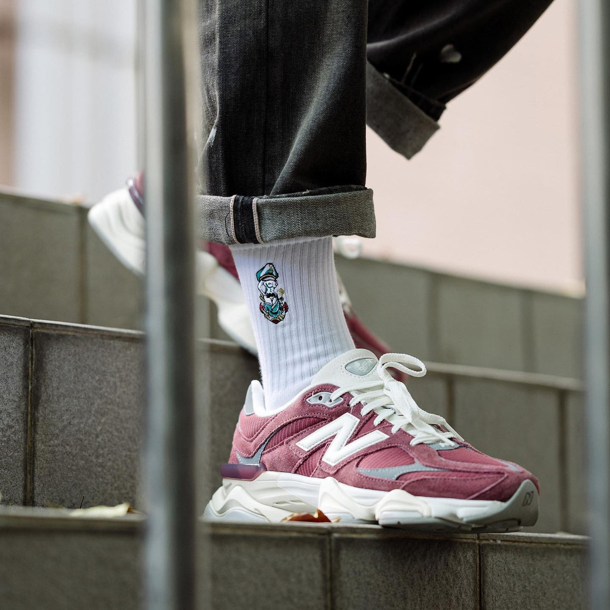 AFTERWORK "Vintage Captain Girl" Embroidered Crew Socks