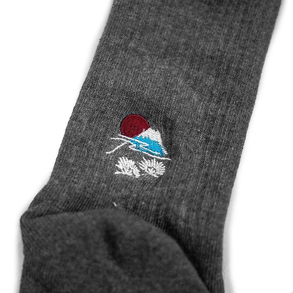 AFTERWORK "Eastern Dragon & Mount Fuji" Embroidered Crew Socks (3-Pack Set)