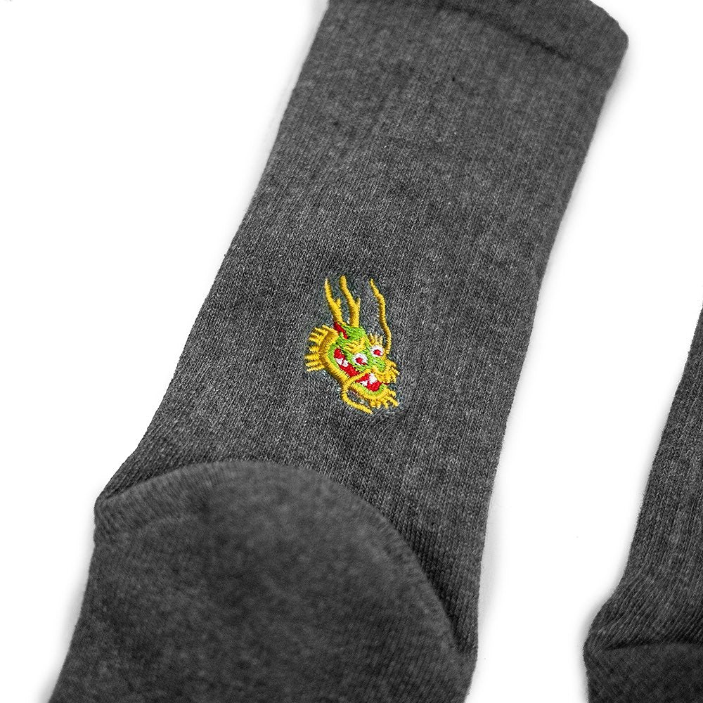 AFTERWORK "Eastern Dragon & Mount Fuji" Embroidered Crew Socks (3-Pack Set)