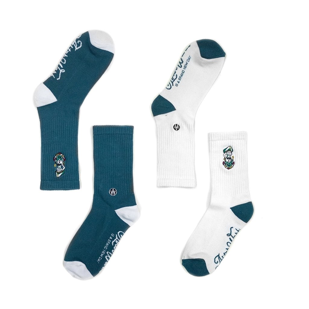 AFTERWORK "Vintage Captain Girl" Embroidered Crew Socks