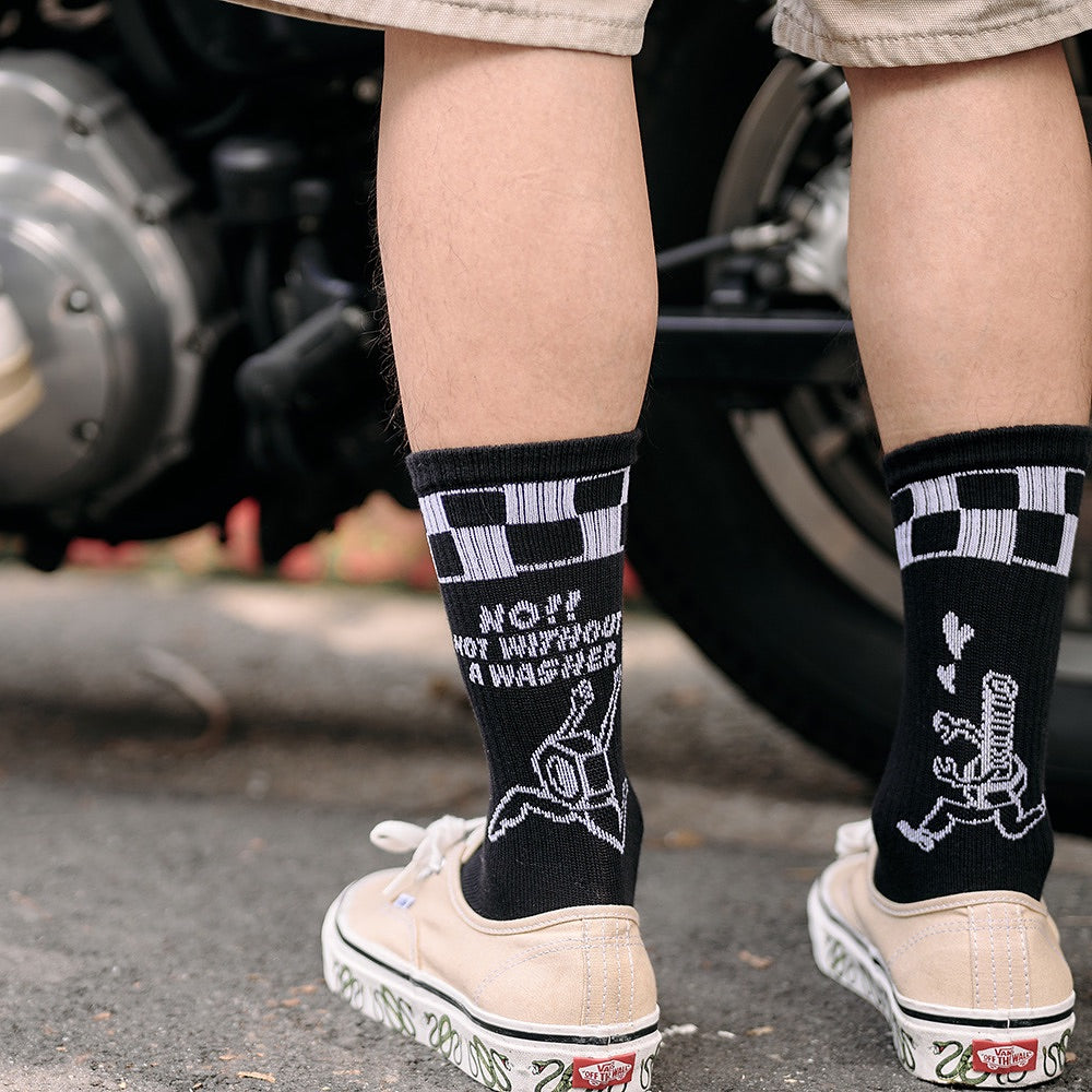 AFTERWORK Checkered "Washer & Bolt" Jacquard Crew Socks