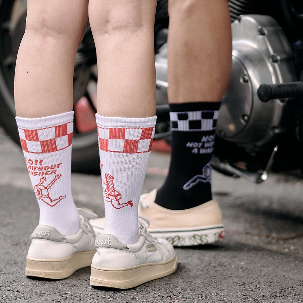 AFTERWORK Checkered "Washer & Bolt" Jacquard Crew Socks