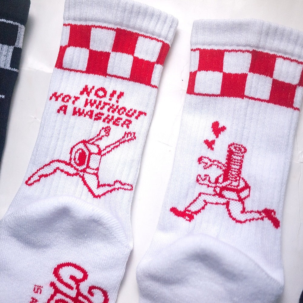 AFTERWORK Checkered "Washer & Bolt" Jacquard Crew Socks