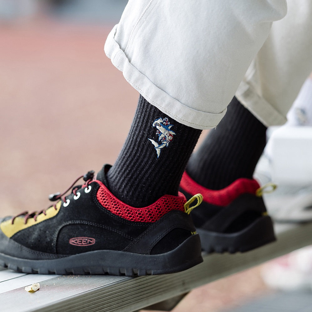 AFTERWORK Hammerhead Shark Embroidered Crew Socks