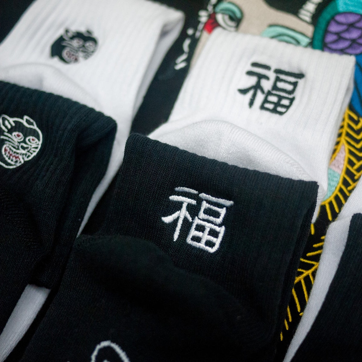 AFTERWORK "Tiger, Panther & Fortune" 3-Pack Embroidered Crew Socks