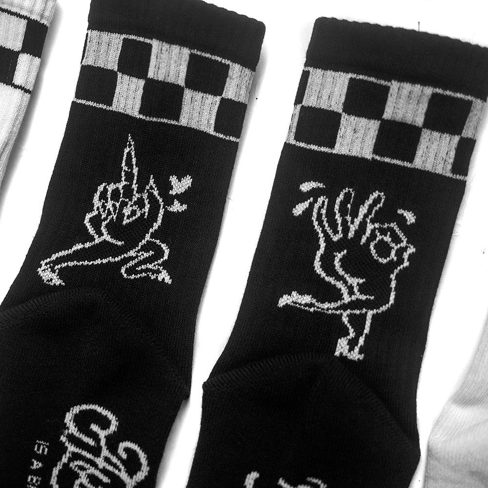 AFTERWORK Checkered Devil Hand Crew Socks