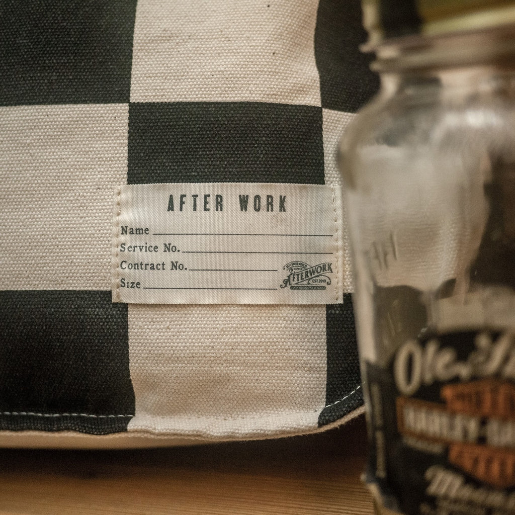 AFTERWORK Checkerboard Canvas Messenger Bag (Black & White / Retro U.S. Mail Bag Style)