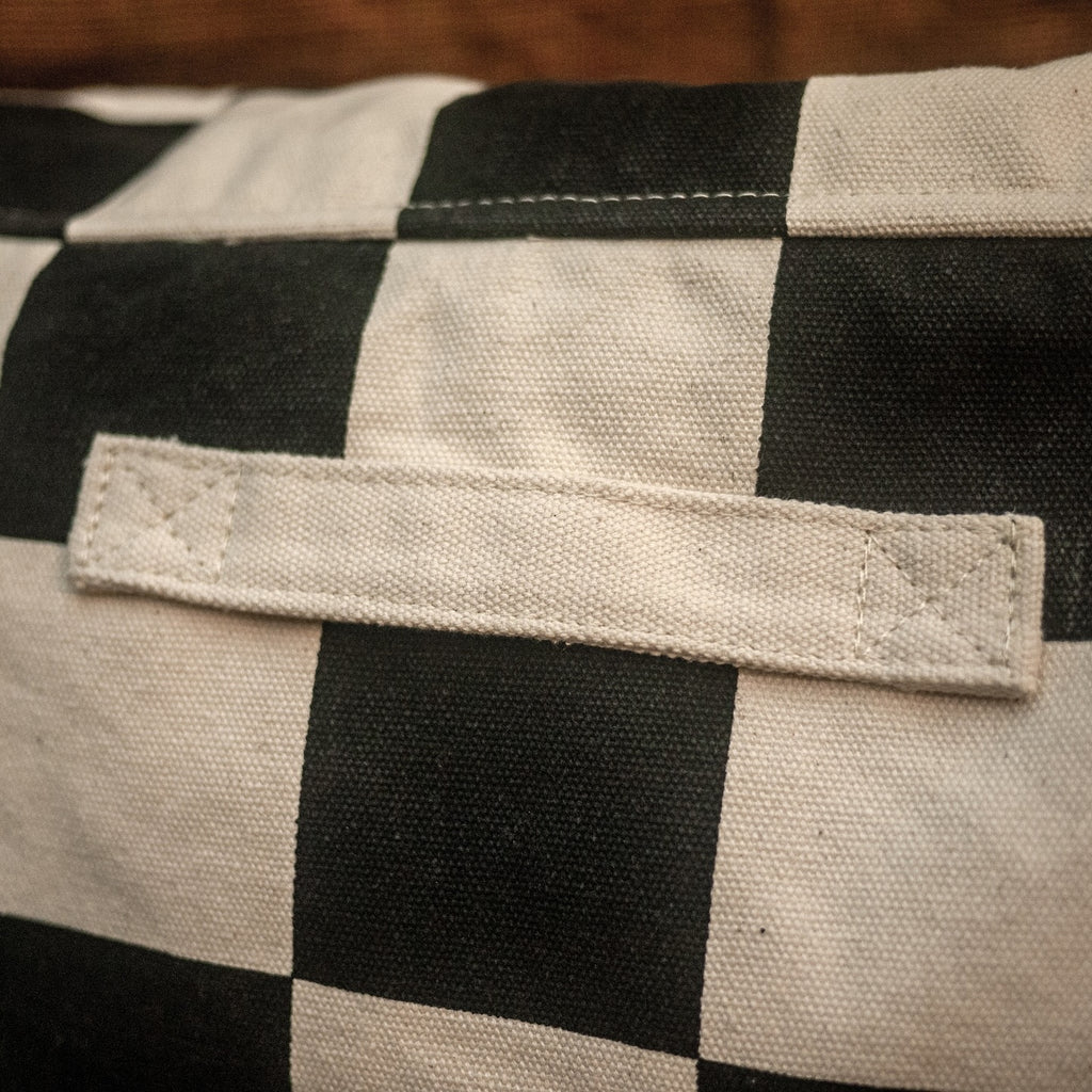 AFTERWORK Checkerboard Canvas Messenger Bag (Black & White / Retro U.S. Mail Bag Style)