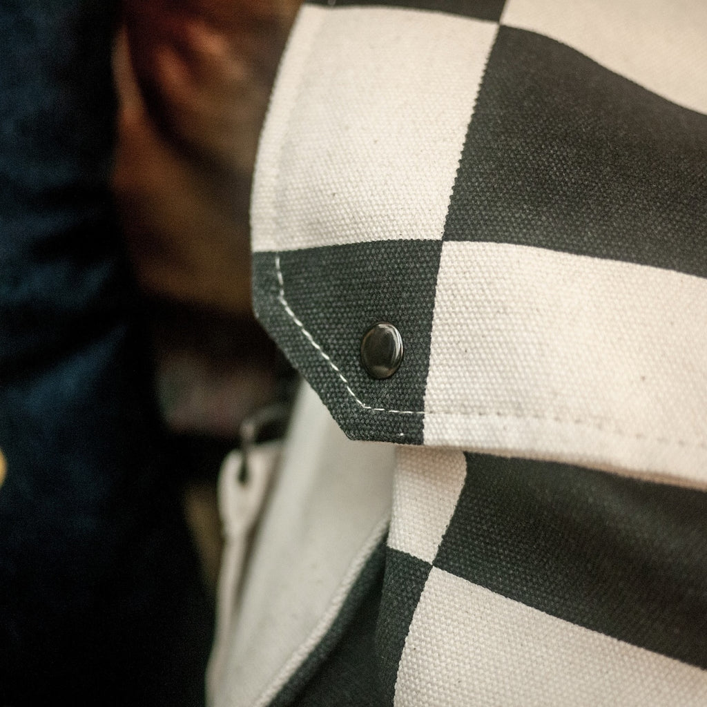 AFTERWORK Checkerboard Canvas Messenger Bag (Black & White / Retro U.S. Mail Bag Style)