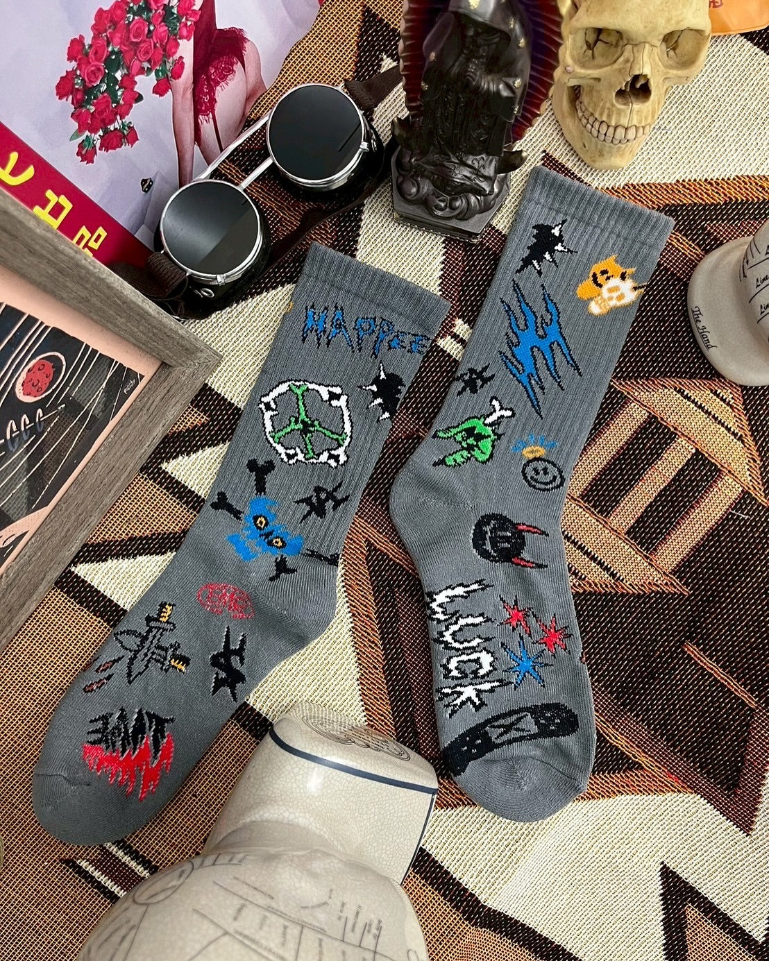 AFTERWORK x emeryouyangstudio EMR Collaboration Full Jacquard Crew Socks