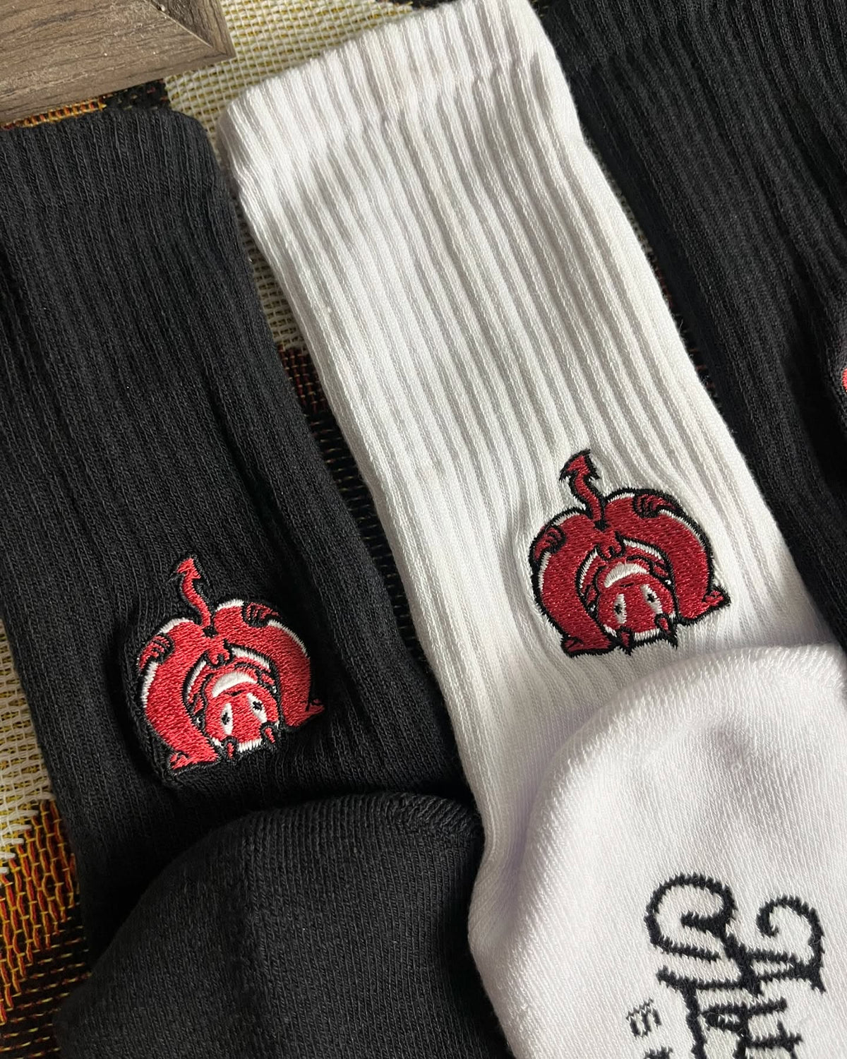 AFTERWORK Red Devil Embroidered Crew Socks