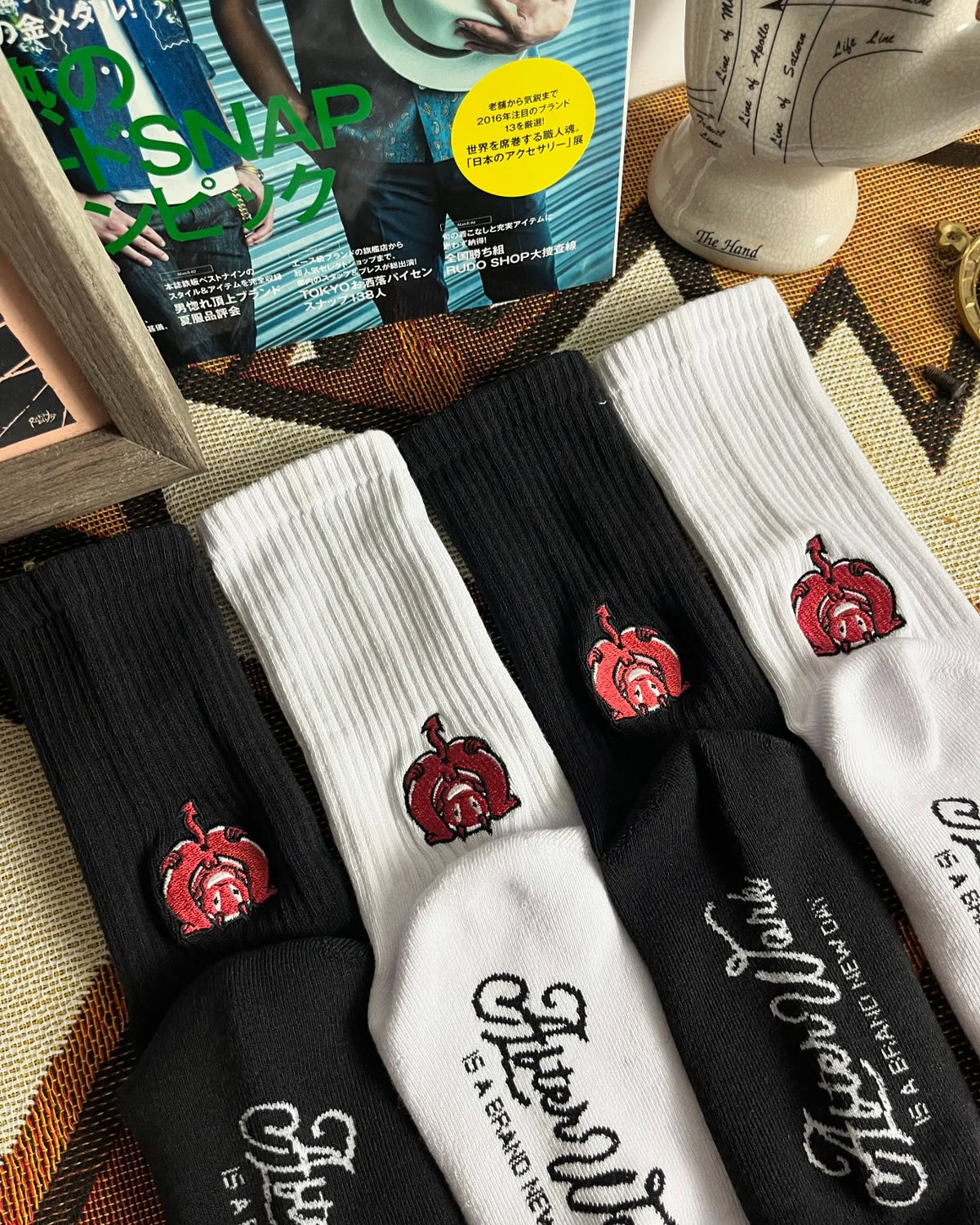 AFTERWORK Red Devil Embroidered Crew Socks