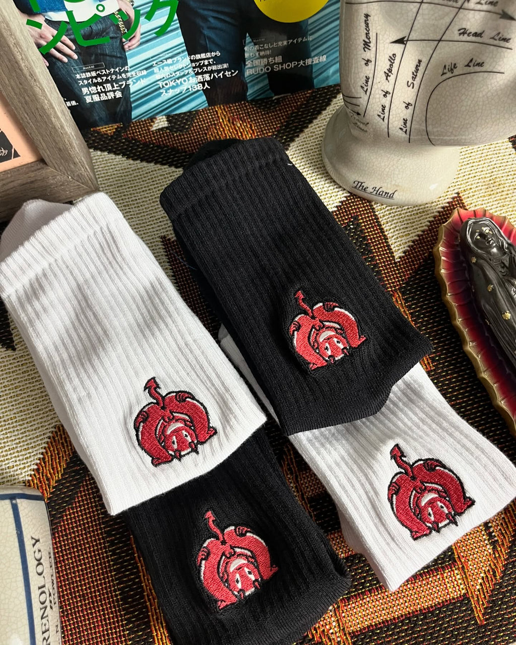 AFTERWORK Red Devil Embroidered Crew Socks