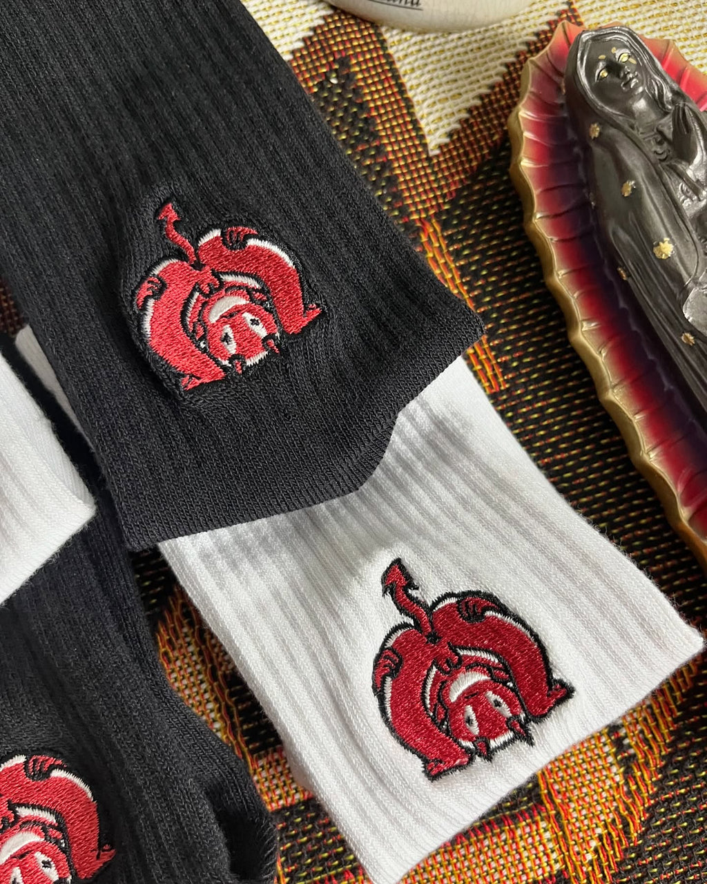 AFTERWORK Red Devil Embroidered Crew Socks