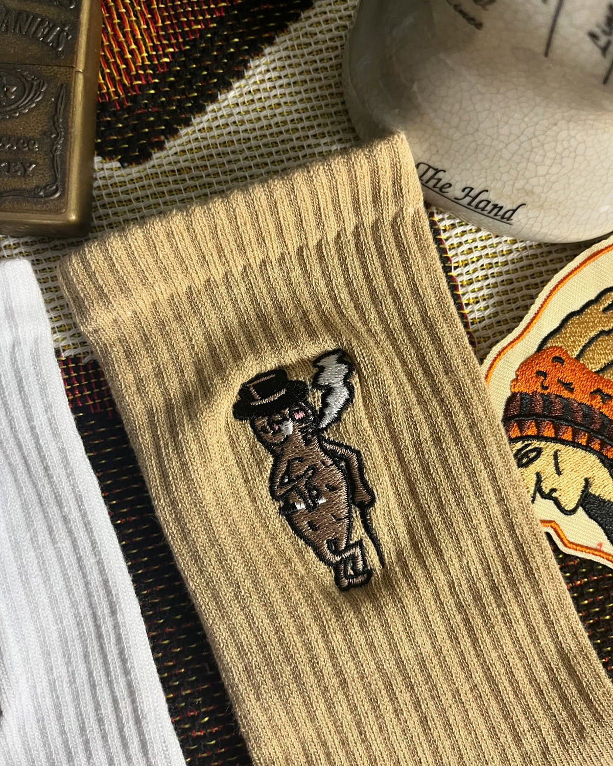 AFTERWORK Gentleman Peanut Embroidered Crew Socks