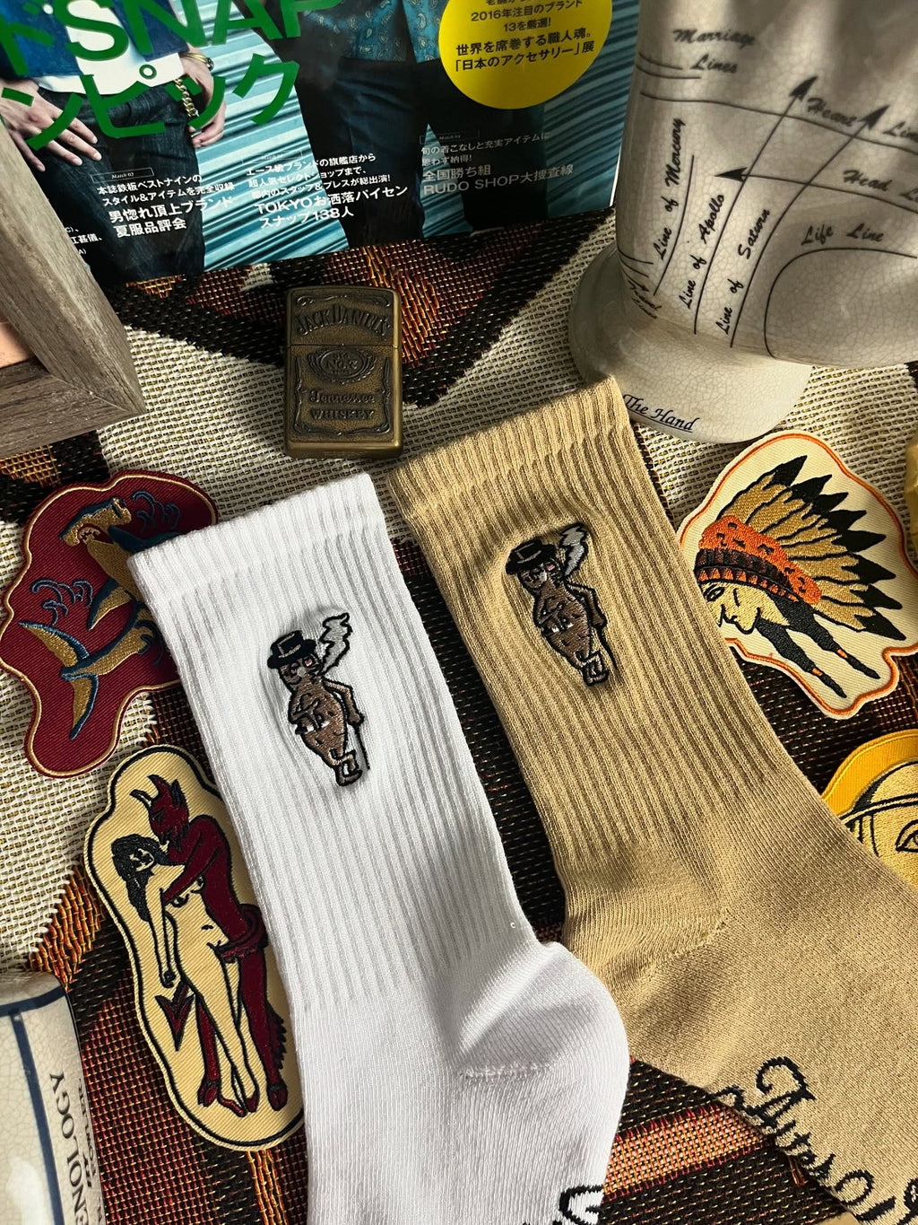 AFTERWORK Gentleman Peanut Embroidered Crew Socks