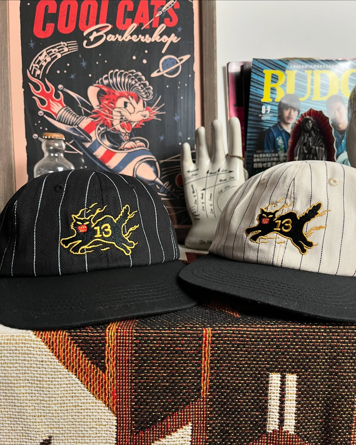 AFTERWORK 13 Flame Beige Cat Cap (Black HBT Stripe)