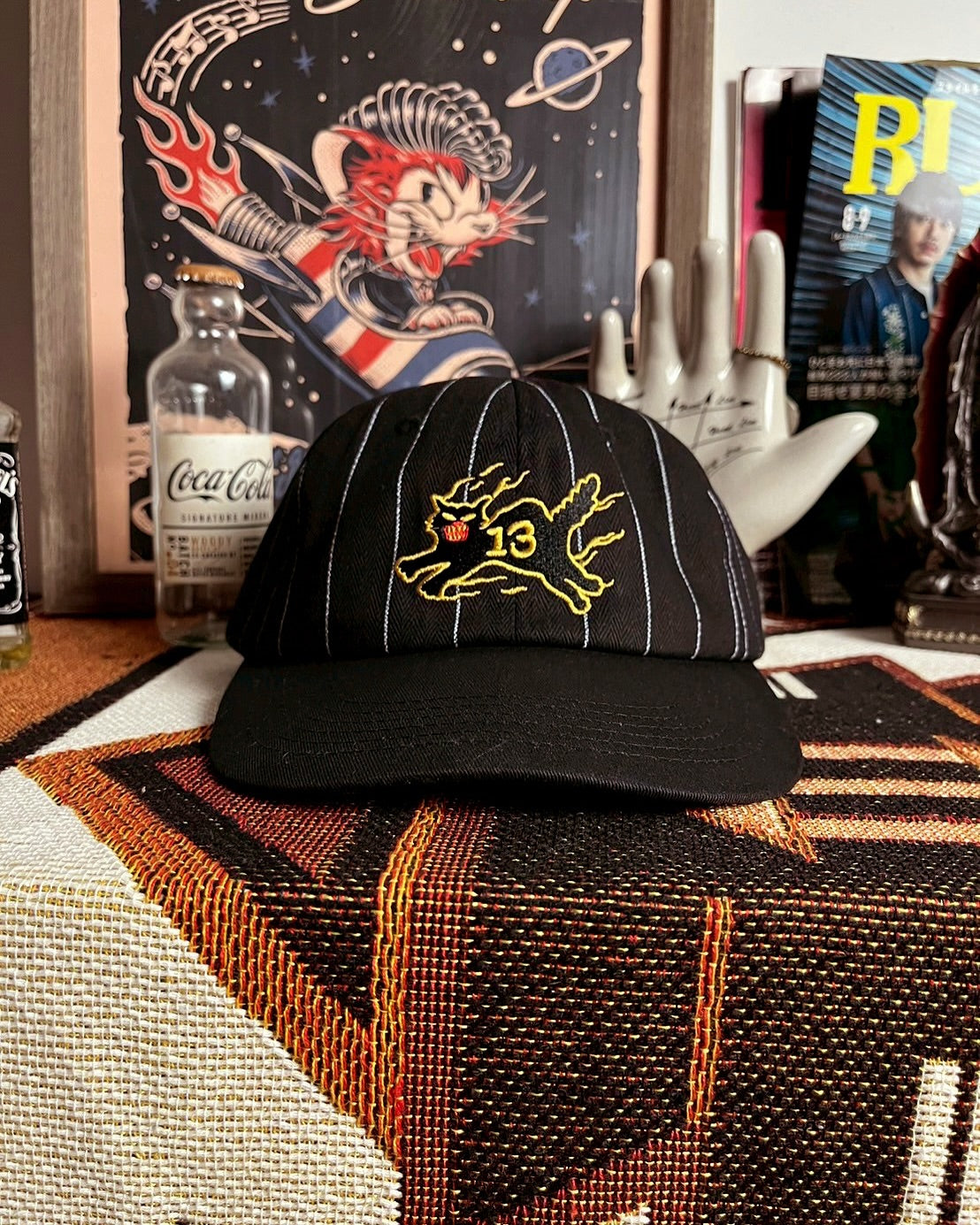 AFTERWORK 13 Flame Black Cat Cap (Beige HBT Stripe)