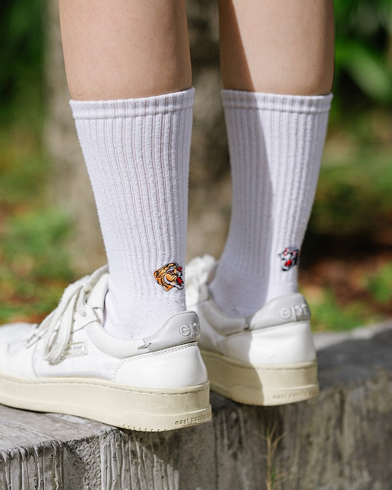 AFTERWORK Tiger & Panther Embroidered Crew Socks