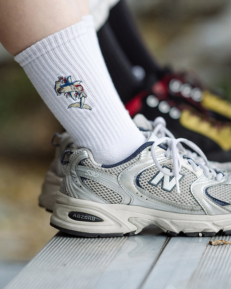 AFTERWORK Hammerhead Shark Embroidered Crew Socks