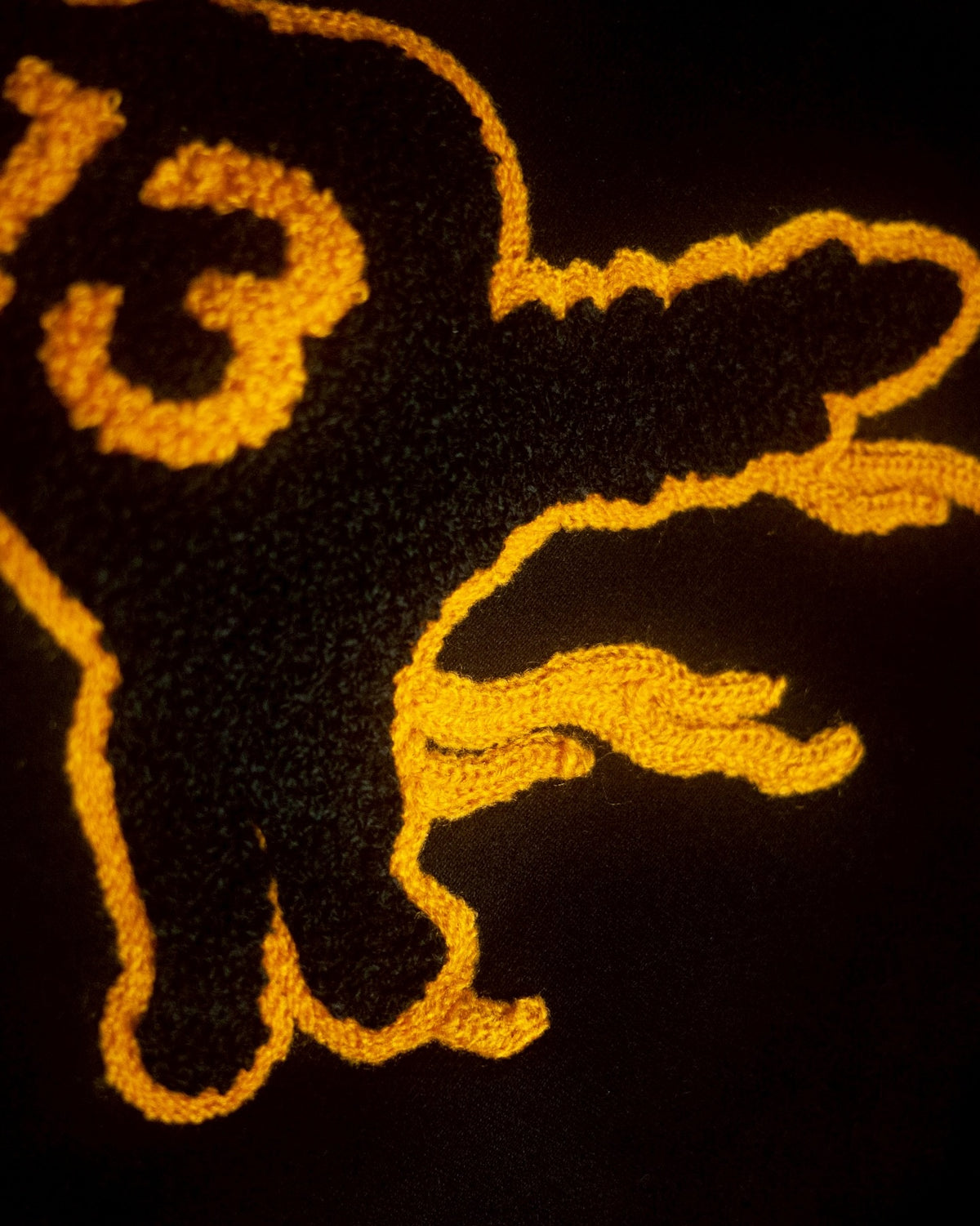 AFTERWORK 13 Flame Black Cat Crewneck Sweatshirt (Black / Multi-Technique Embroidery)