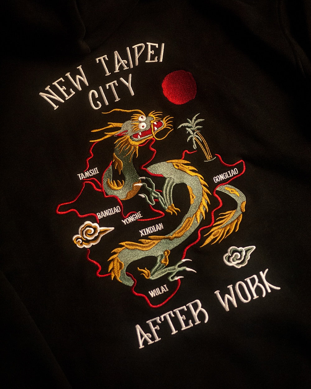 AFTERWORK New Taipei City of Dragon Hoodie (Black / Fully Embroidered Design)