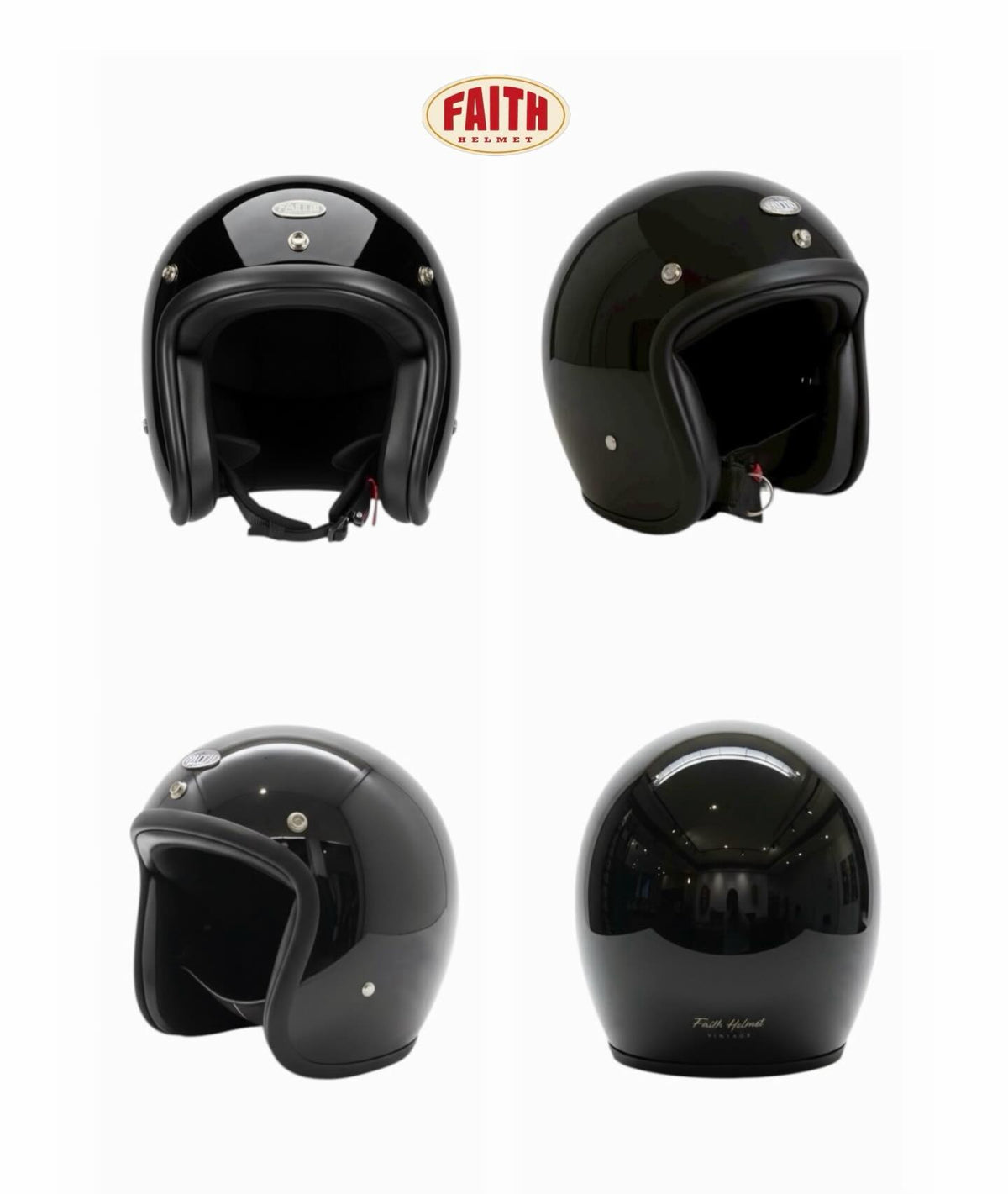 FAITH 500-TX Solid Color Low-Profile 3/4 Open-Face Helmet (Black)
