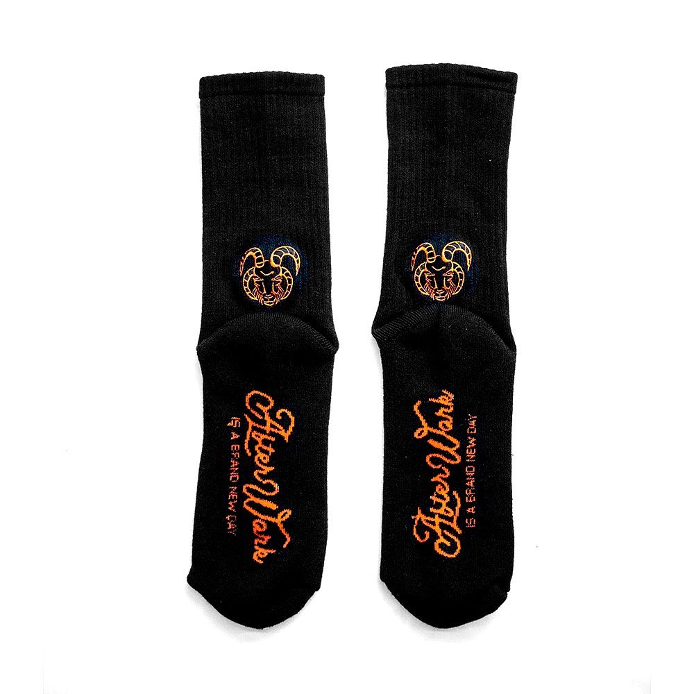 AFTERWORK "Demon Goat" Embroidered Crew Socks