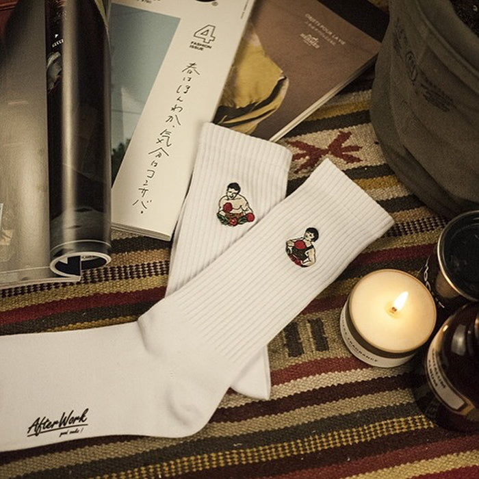 AFTERWORK "Boxing Legend" Embroidered Crew Socks