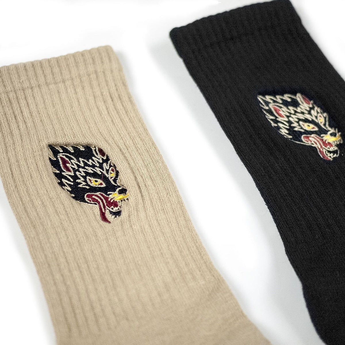 AFTERWORK "Tribal Wolf" Embroidered Crew Socks