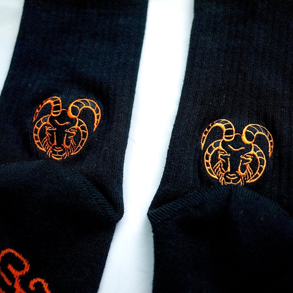 AFTERWORK "Demon Goat" Embroidered Crew Socks