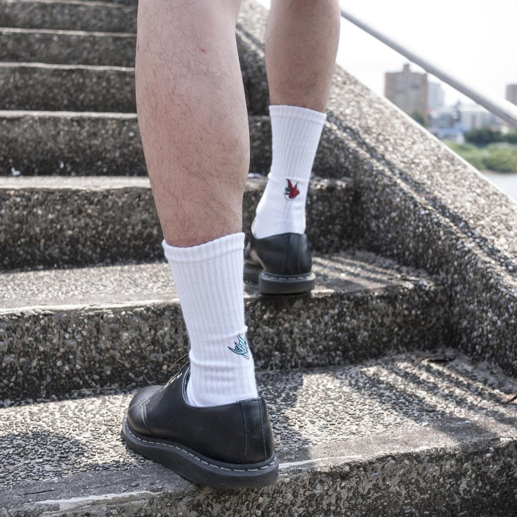 AFTERWORK "Swallow" Embroidered Crew Socks