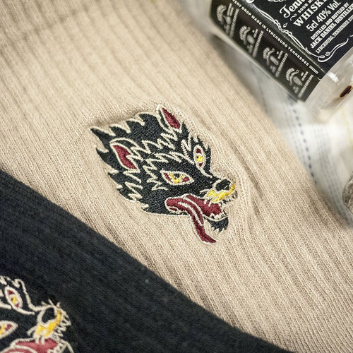 AFTERWORK "Tribal Wolf" Embroidered Crew Socks