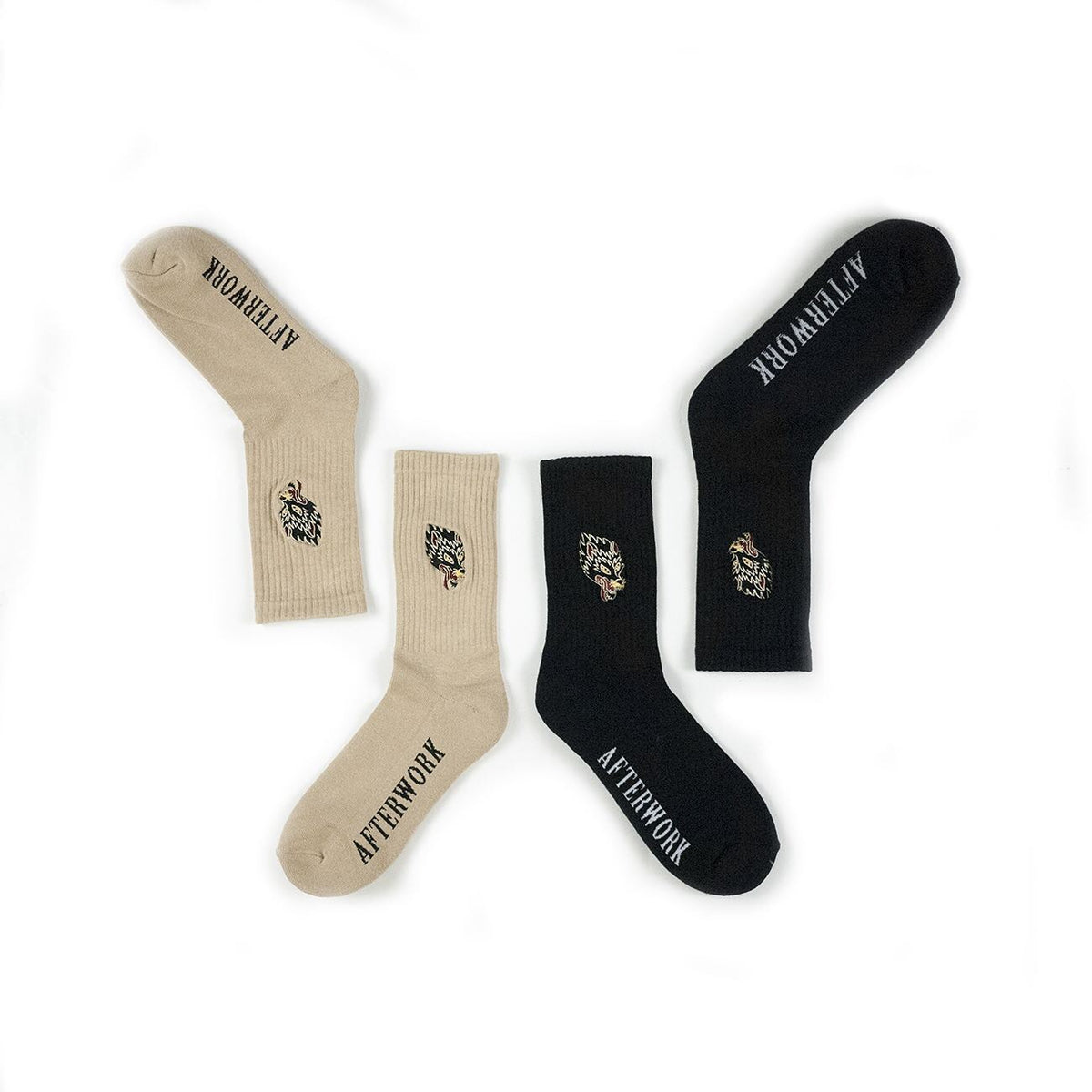AFTERWORK "Tribal Wolf" Embroidered Crew Socks