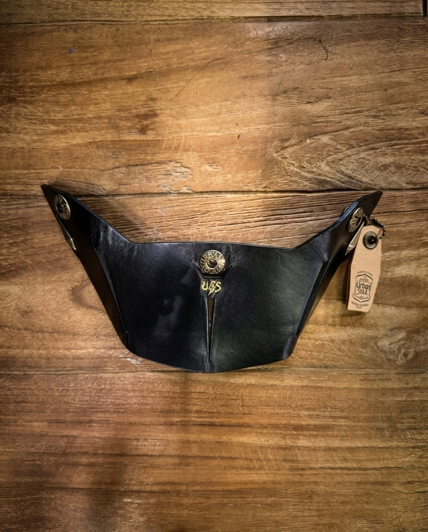 URBAN SOUL K1 Solid Black Rivet Leather Scrambler Helmet Visor